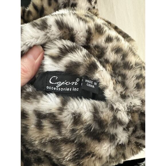 Cejon Accessories Inc Vest Faux Fur Leopard Print Mob Wife Full Front Zip Sz L - Picture 9 of 12